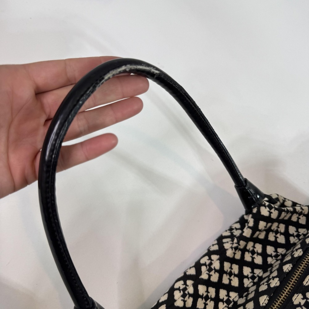 Kate Spade New York Tote Satchel Handbag Black White Print Patent Bottom Red - Picture 3 of 9
